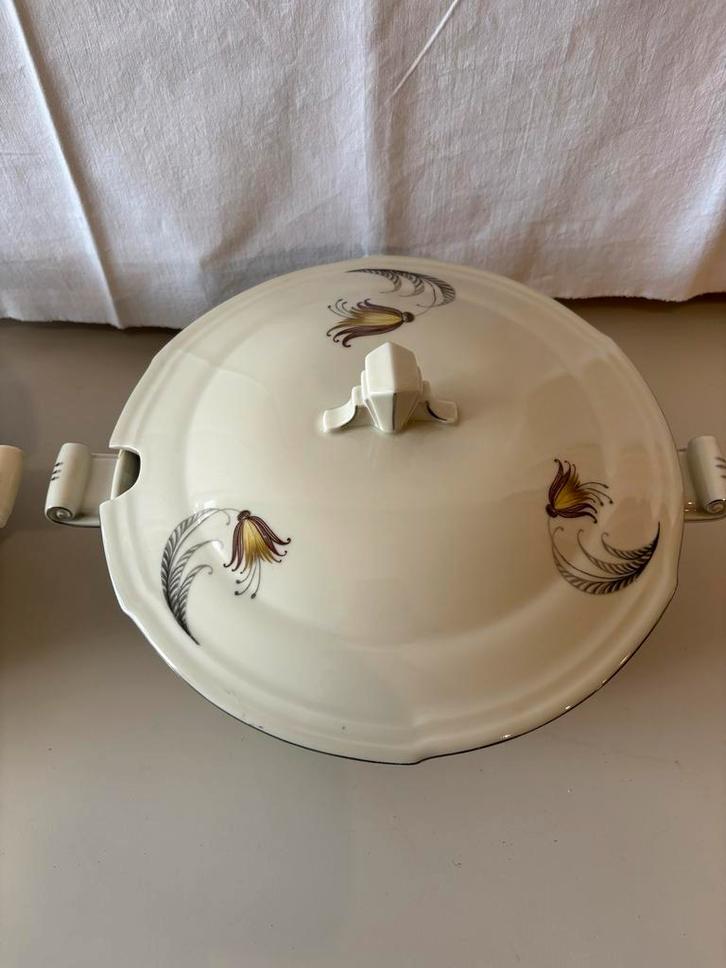 Oude Gedecoreerde Soepterrines ,art deco, Huis en Inrichting, Keuken | Servies, Gebruikt, Overige typen, Overige stijlen, Keramiek