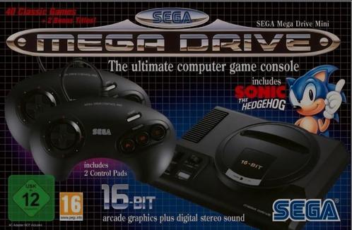 SEGA Mega Drive (Mini), Spelcomputers en Games, Spelcomputers | Sega, Zo goed als nieuw, Mega Drive, Met 2 controllers, Ophalen of Verzenden