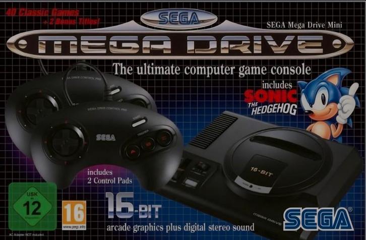 SEGA Mega Drive (Mini), Spelcomputers en Games, Spelcomputers | Sega, Zo goed als nieuw, Mega Drive, Met 2 controllers, Ophalen of Verzenden