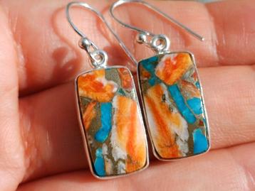 Vanoli 925 zilveren oorbellen met oester koper turquoise beschikbaar voor biedingen