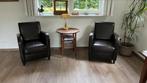 2 bruin leren fauteils in goede staat, Huis en Inrichting, Fauteuils, Ophalen, Gebruikt, 50 tot 75 cm, Leer
