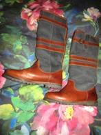 G665 Travelin mt 39 laarzen bruin antraciet leer bont, Hoge laarzen, Bruin, Verzenden, Travelin