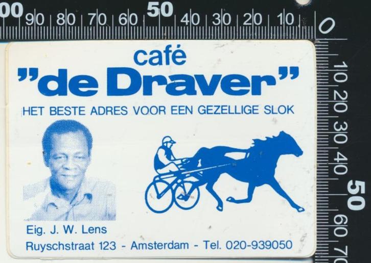 Sticker: Cafe De Draver - Amsterdam, Verzamelen, Stickers, Zo goed als nieuw, Bedrijf of Vereniging, Ophalen of Verzenden