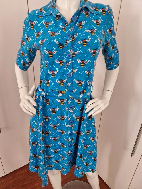TANTE BETSY BIJTJESJURK BLAUW MT M, Kleding | Dames, Jurken, Zo goed als nieuw, Maat 38/40 (M), Blauw, Knielengte, Ophalen of Verzenden