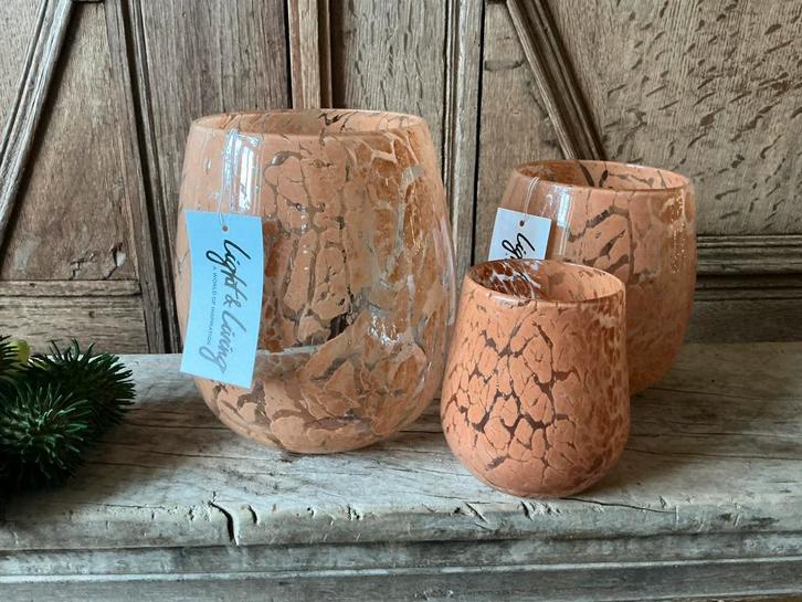 NIEUW set LIGHT&LIVING glazen windlichten, Huis en Inrichting, Woonaccessoires | Kandelaars en Kaarsen, Nieuw, Ophalen