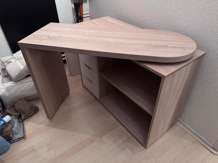 Flexibel Bureau - Inklapbaar, Hoek of Lang - Licht Eiken, Huis en Inrichting, Bureaus, Zo goed als nieuw, Bureau, Ophalen