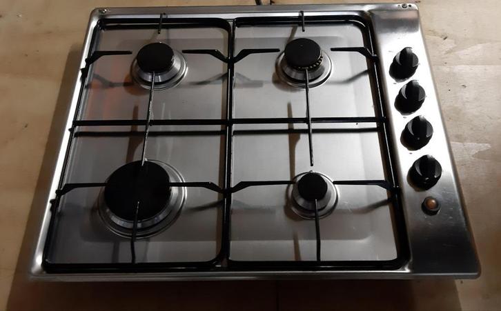 INDESIT RVS 4 pits Kooktoestel Gaskookplaat ZGAN met slang, Witgoed en Apparatuur, Kookplaten, Gebruikt, Inbouw, Gas, 4 kookzones