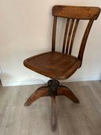 Vintage houten verstelbare draaistoel pianokruk, Ophalen, Gebruikt, Bruin, Eén