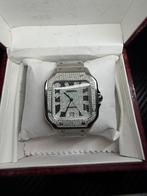 Cartier santos moissanite iced out, Staal, Met bandje, Polshorloge, Ophalen