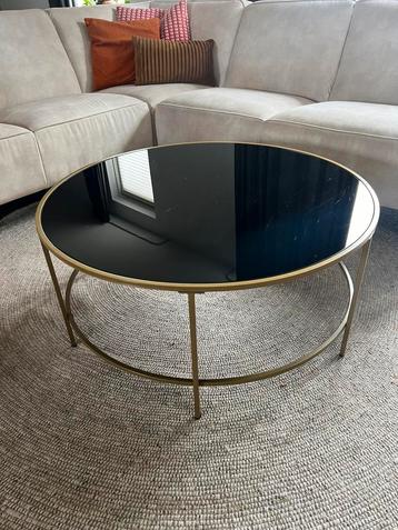Beliani ronde salontafel glas zwart met goud beschikbaar voor biedingen