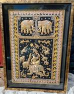 india borduurwerk/geweven schilderij olifanten 10070 met ol, Antiek en Kunst, Ophalen