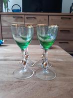 Boheems kristal. 4 kleine wijnglazen., Ophalen of Verzenden