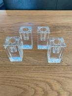 4 glazen kandelaars, Huis en Inrichting, Woonaccessoires | Kandelaars en Kaarsen, Ophalen, Overige materialen, Minder dan 25 cm