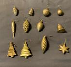 Goudkleurige 12 verschillende kerst spullen., Gebruikt, Ophalen of Verzenden
