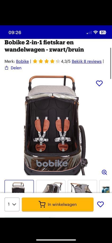 Bobbike fietskar, Kinderen en Baby's, Kinderwagens en Combinaties, Zo goed als nieuw, Combiwagen, Overige merken, Luchtbanden