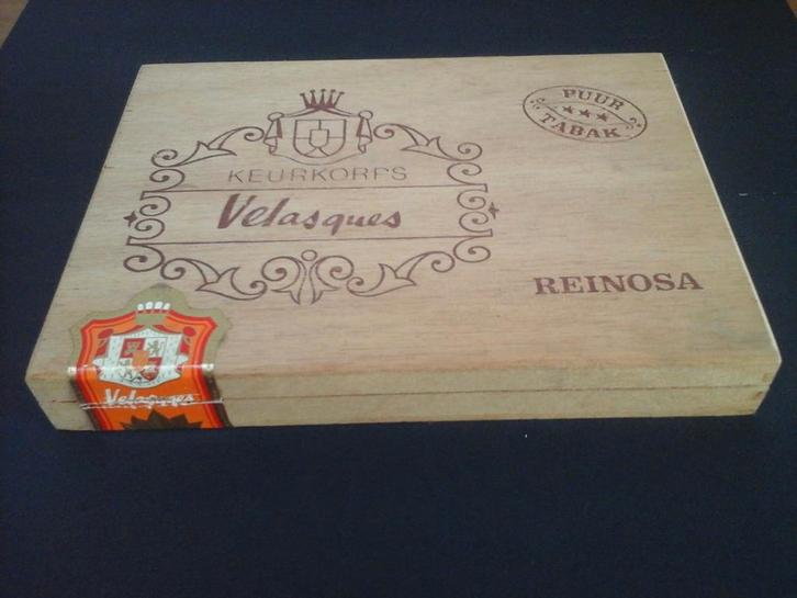 Houten sigarenkistje Velasques Keurkorps, Verzamelen, Rookartikelen, Aanstekers en Luciferdoosjes, Zo goed als nieuw, Tabaksdoos of Verpakking