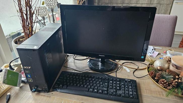 Acer Computer met scherm, toetsenbord en kabels, Computers en Software, Desktop Pc's, Ophalen of Verzenden