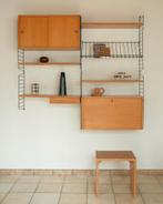 Vintage wall unit shelving system wandkast wandrek, Met deur(en), Gebruikt, 100 tot 150 cm, 150 tot 200 cm