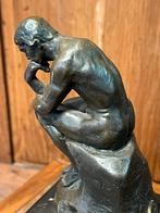 Bronzen beeldje “De Denker” Rodin op marmer sokkel, Ophalen of Verzenden, Brons