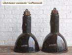 Oude vintage zwarte stoere longneck lampen H55 D34, Gebruikt, Ophalen of Verzenden, Metaal, Industrieel vintage loft stoer robuust oud brocante