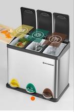 SONGMICS Afvalscheider 24 liter (3 x 8 L), Met pedaal, Nieuw, Ophalen of Verzenden, Rvs