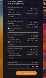 Dutch grand prix zandvoort tickets 4x, Tickets en Kaartjes, Drie personen of meer, Augustus