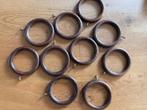 Gordijnringen donker Hout Ring voor roede 35 mm met oogje, Ophalen of Verzenden, Zo goed als nieuw, Bruin