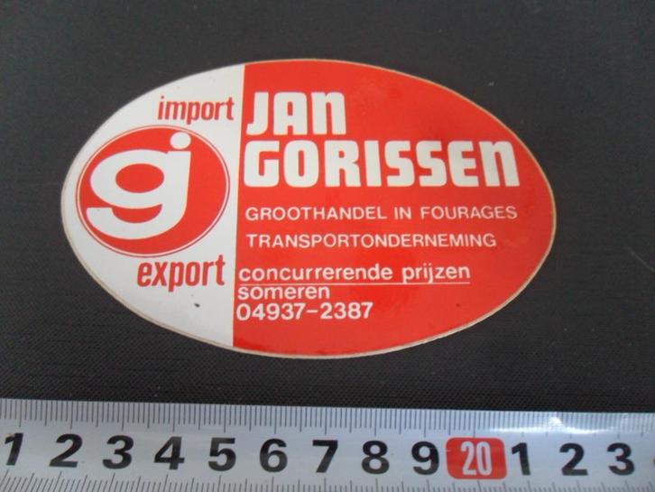 sticker Someren JAN GORISSEN Groothandel in fourages, Verzamelen, Stickers, Zo goed als nieuw, Ophalen