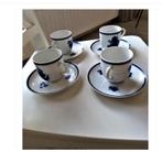 4 porseleinen koppen/schotels Mosa blauwe roos Maastricht, Ophalen of Verzenden