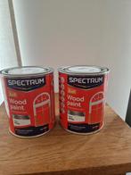 2x Spectrum - Wood Paint Satin White Buitenlak 0,75 L, Ophalen, Wit, Nieuw, Verf