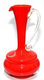 Schitterende Oranje Rode Opaline Glas Sier Kan Vaas, Verzenden