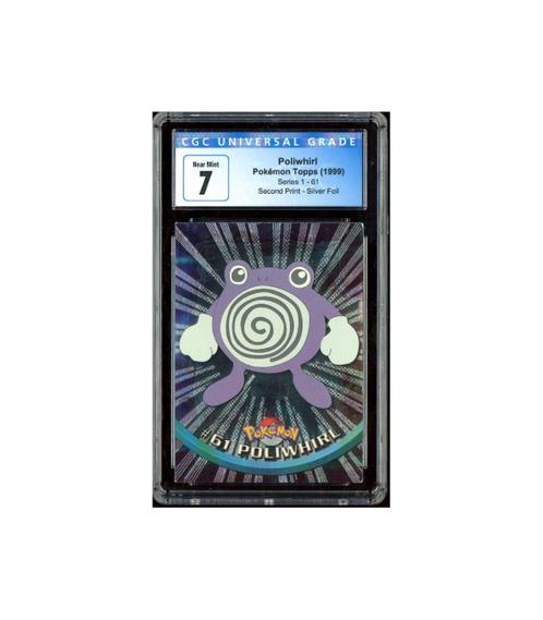Pokemon Poliwhirl 2nd Print Topps TV 1999 Foil #61 CGC 7, Hobby en Vrije tijd, Verzamelkaartspellen | Pokémon, Zo goed als nieuw