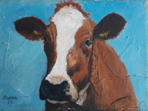 LEUK PORTRET KOE 🐄 RUNDVEE 🐄 MELK🥛NATUUR>DIEREN 🐄 KOEIEN, Antiek en Kunst, Kunst | Schilderijen | Klassiek, Ophalen of Verzenden