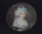 Ivoor antiek dames portret handgeschilderd goud broche, Sieraden, Tassen en Uiterlijk, Antieke sieraden, Ophalen of Verzenden