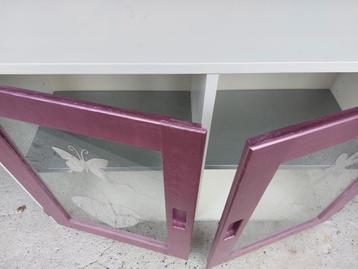 Vitrinekast IVAR (ikea) _ Metallic roze en wit - afbeelding 2