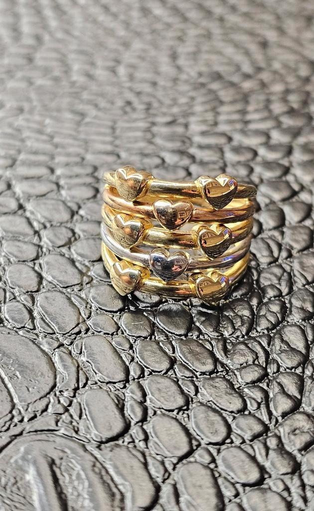 Prachtige 14k bi-color harten ring, Sieraden, Tassen en Uiterlijk, Ringen, Nieuw, Dame, 17 tot 18, Goud, Goud, Ophalen of Verzenden