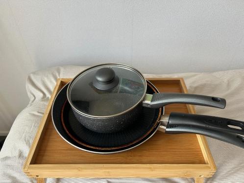 Pannenset met stoomrek en spatels – Tefal & meer, Huis en Inrichting, Keuken | Potten en Pannen, Zo goed als nieuw, Pannenset