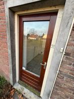 Houten Buitendeur met Glas, Doe-het-zelf en Verbouw, Deuren en Horren, Ophalen, Gebruikt, 80 tot 100 cm, 200 tot 215 cm