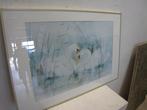 Aquarel van Jan Kooistra (1950-2012) van 2 zwanen