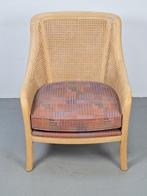 Vintage faux Webbing fauteuil Boho armchair '70 Japandi, Huis en Inrichting, Fauteuils, Minder dan 75 cm, Gebruikt, Riet of Rotan