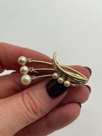 B275 Prachtige zilveren broche goudkleur parels, Sieraden, Tassen en Uiterlijk, Broches, 4 tot 7 cm, Ophalen of Verzenden, Zo goed als nieuw