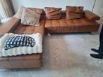 Cognac kleur Cipriani Leren bank - Amsterdam, Huis en Inrichting, Banken | Bankstellen, Ophalen, Gebruikt, 100 tot 125 cm, Hoekbank