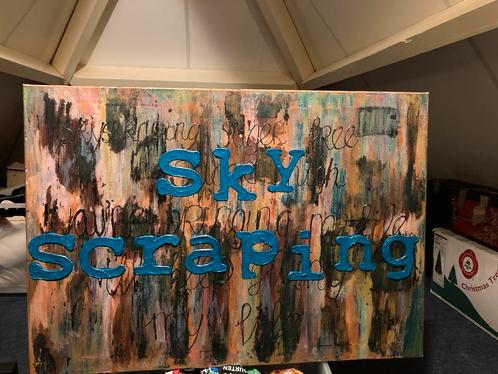 Abstract Schilderij Sky Scrapping, Antiek en Kunst, Kunst | Schilderijen | Abstract, Ophalen of Verzenden
