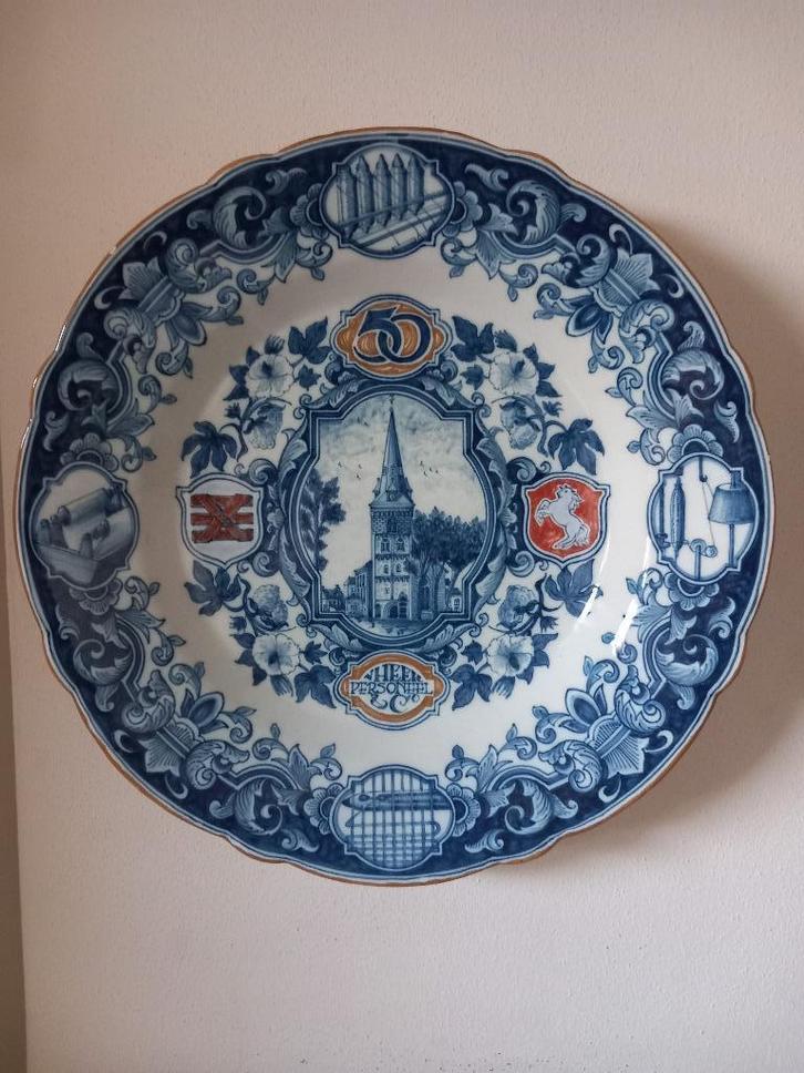 Makkumer wandbord Van Heek & Co Twente, Enschede, textiel, Antiek en Kunst, Antiek | Wandborden en Tegels, Ophalen of Verzenden