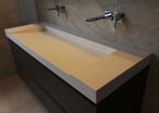 Wasbak 140 x 45 wit solid surface, chrome drain, 2 gaten, Huis en Inrichting, Ophalen, 100 tot 150 cm, Nieuw, Minder dan 100 cm