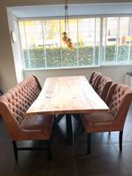 Eetbank + 3 Stoelen, Ophalen, Gebruikt, 100 tot 150 cm, Eikenhout