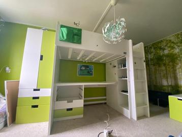 IKEA Stuva hoogslaper, kast en opbergdoos wit/groen beschikbaar voor biedingen