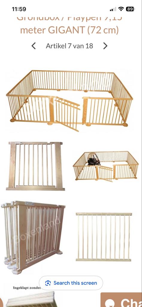 Houten Grondbox - Prima Staat, Gedemonteerd, Kinderen en Baby's, Boxen, Ophalen, Zo goed als nieuw, Vierkant