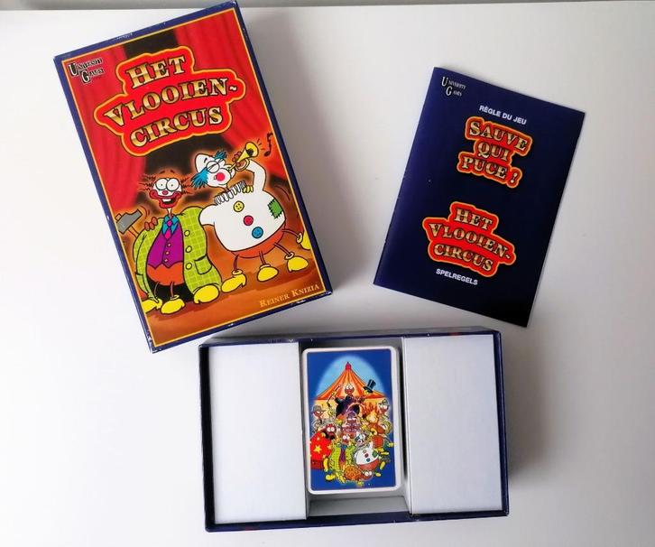 Het vlooiencircus kaartspel University Games, Hobby en Vrije tijd, Gezelschapsspellen | Kaartspellen, Gebruikt, Een of twee spelers