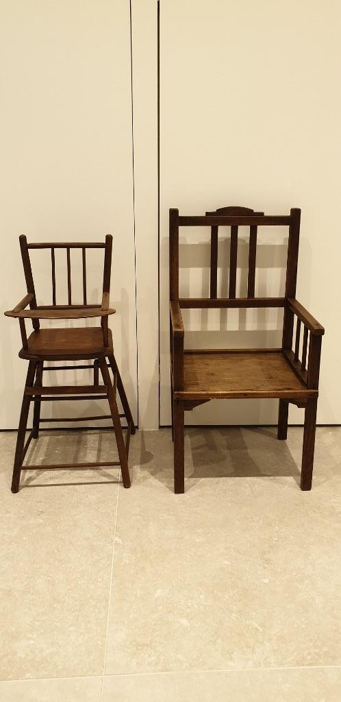 Twee antieke kinderstoeltjes / poppenstoeltjes, Antiek en Kunst, Antiek | Meubels | Stoelen en Banken, Ophalen